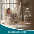 thumbnail image 3 of Bliss Hammocks Tahiti Fabric Hammock Chair with Spreader Bar and Hardware, Natural, 3 of 13