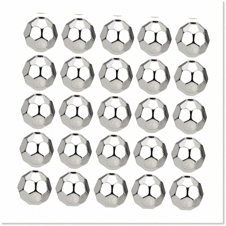 60PCS 16mm Silver Disco Ball Beads - Reflective Faceted Rondelle Spacer Beads for Jewelry Making - Pack of 1 Box - Mini Bright Round Loose Beads