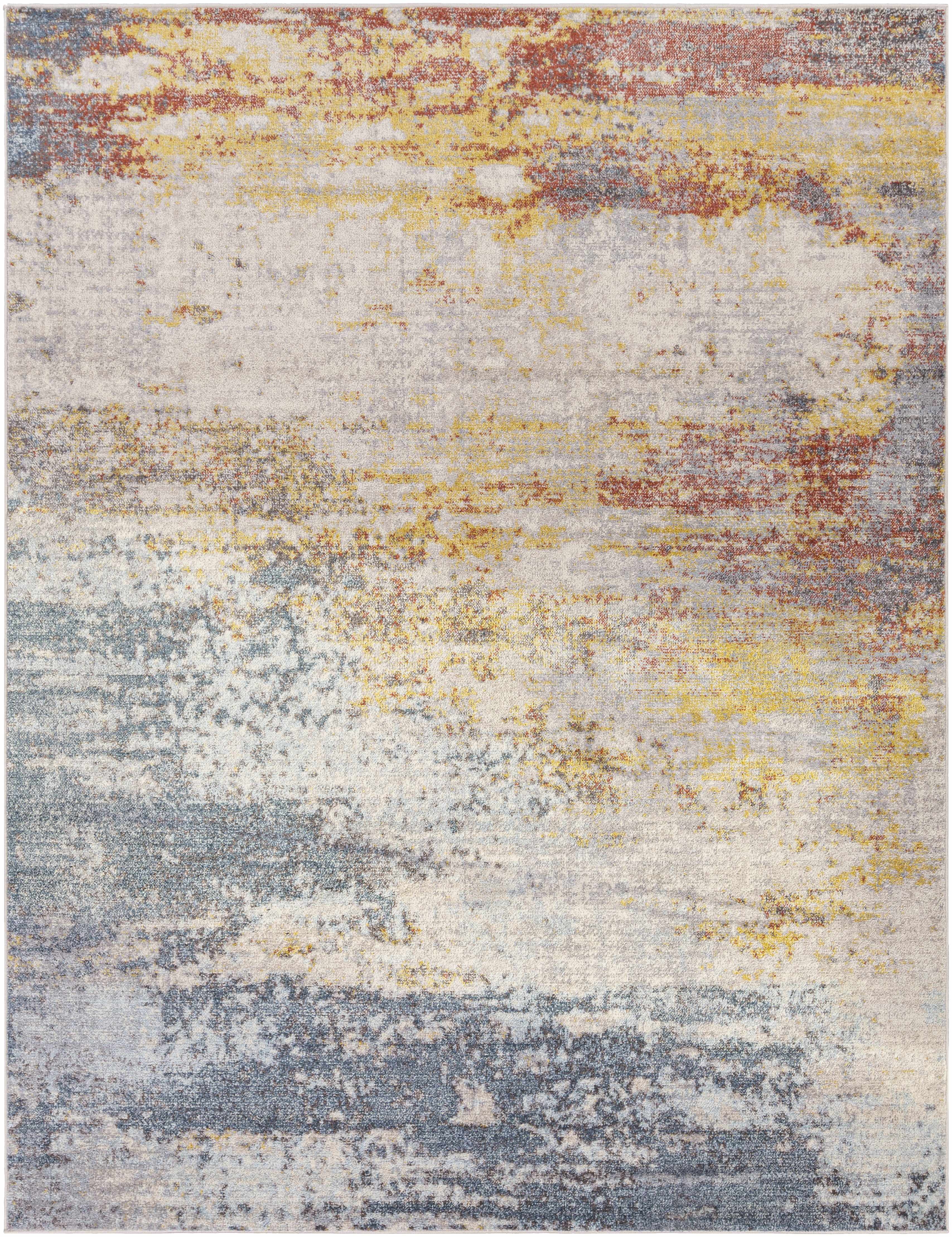 BoutiqueRugs Alexandra Contemporary Area Rug - Navy, Ice Blue, Gray - 7'10" Round