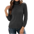 thumbnail image 5 of Women's Turtleneck Long Sleeve Knit Sweater, Soft Stretchy Knitted Tops for Casual Daily Layering, Fall Winter Basic Fitted Knitwear for Ladies Black 4XL, 5 of 7
