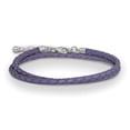 thumbnail image 3 of Sterling Silver Bracelet Adjustable & Stretch Wrap mm 14 in SS Reflections Purple Leather 14in w/2in ext Choker/Wrap, 3 of 6