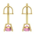 thumbnail image 4 of Clara Pucci 0.5Ct Pink Round Cut VVS1 Screw Back Stud 18k Solid hypoallergenic Gold Designer Earrings For April, 4 of 7