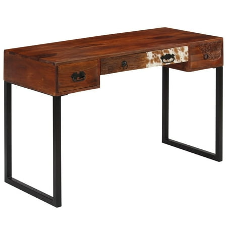 UPC: 8718475568193 | vidaXL Desk Home Office Computer Desk Solid Sheesham Wood and Real Leather