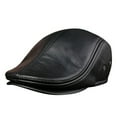 thumbnail image 3 of Fashion 100% Genuine Leather Large Cap Male Head Layer Cowhide Beret Cow Leather Big Size Man Hat Earmuffs ,Classic Vintage, 3 of 6