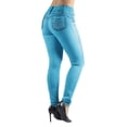 thumbnail image 4 of Fashion2Love Women's Juniors Butt Lift Push Up Mid Waist Ripped Distressed Skinny Jeans, 4 of 9