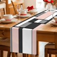 thumbnail image 5 of Modern Geometric Pink Black Table Runner 72 Inches, Abstract Minimalist Color Blocks Bed Runner Dresser Scarves Tabletop for Indoor Outdoor Parties/Ceremony/Banquet, 18" x 72", 5 of 9