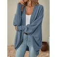 thumbnail image 6 of Womens Oversized Soft Knit Cardigan Sweater with Pockets Blue L, 6 of 7