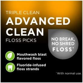 DenTek Triple Clean Advanced Floss Picks, No Break & No Shred Floss, 150 Count. (Pack of 4)
