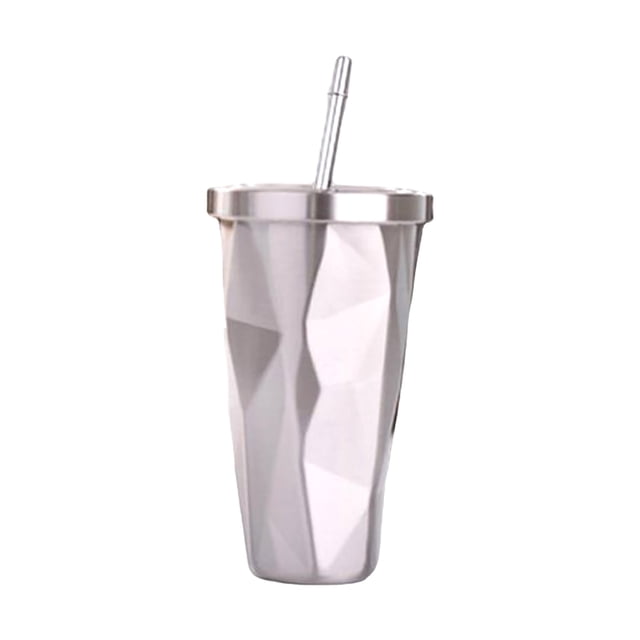 Yuarrent Taza de agua con botellas de paja para niños y adultos, tetera de viaje para senderismo, taza de café y bebida de acero inoxidable, vajilla Utensilios de cocina Plata Yuarrent HA066249-03