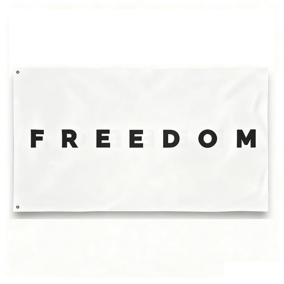 3*5ft White Flag Indoor and Outdoor Freedom Flag with Word 'FREEDOM' for Home Yard Party Decoration Salute to Freedom Gathering