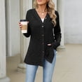 thumbnail image 5 of Edvintorg Long Cardigans for Women Solid Color Long Sleeve Button Down Knit Cardigan Fall Open Front Cardigans Sweater Women Clothing S-2XL Black, 5 of 8