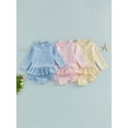 thumbnail image 3 of BemeyourBBs Toddler Baby Girl 2 Piece Swimsuit Set Infant Girls Bathing Suit Long Sleeve Rash Guard Swimwear Frill Mock Neck Eyelet Hollow Out Zipper Swiming Tops Bottoms Bikini Set Summer Beachwear, 3 of 9