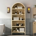 thumbnail image 7 of EYYTHUNG 5 Tier Arched Bookshelf Set of 2, 71" Tall Bookcase with Adjustable Shelves Wooden Storage & Display Cabinet, Freestanding Kitchen Pantry Organizer, 7 of 7