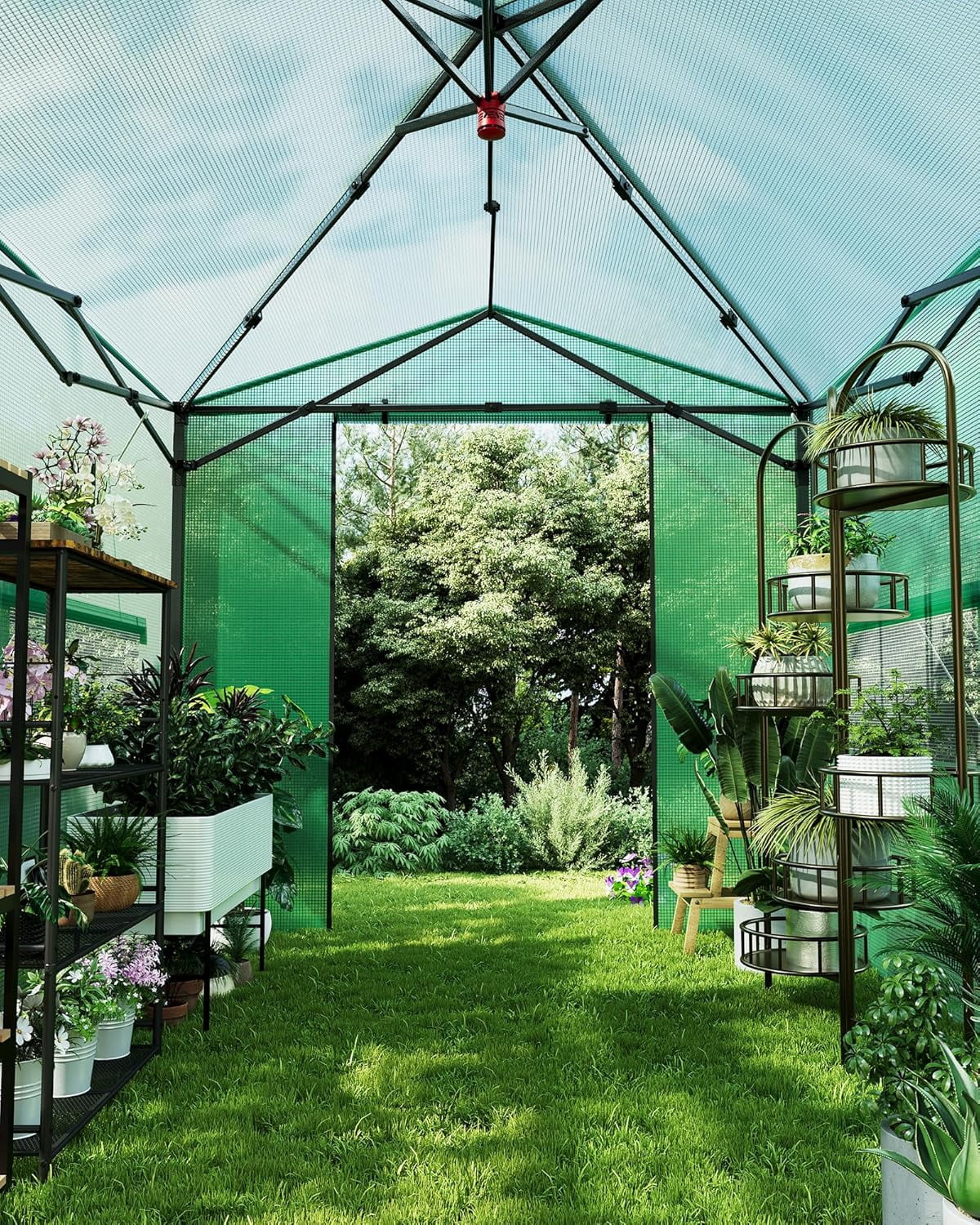 Garvee Pop up Walk-in Greenhouse, 8’x12’,  for Garden Patio Backyard, Green