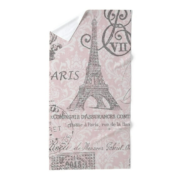 CafePress - Pink Floral Elegant Paris Eiffel Tower - Large Beach Towel, Soft 30"x60" Towel with Unique Design