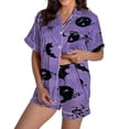 thumbnail image 2 of JIANLAI Short Sleeve Sleepshirt Cute Ghost & Floral All‑Over Print Notched Lapel Button‑Down Short‑Sleeve Top & Elastic Waist Shorts Loungewear Multiple Patterns Available S‑XXXL, 2 of 5