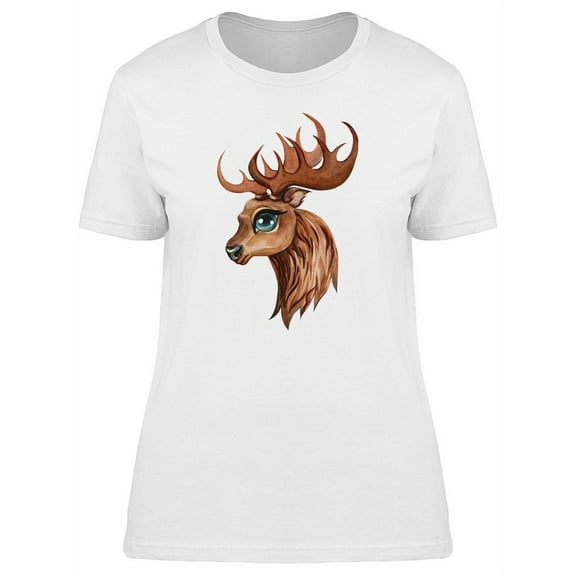 Watercolor Reindeer Head Tee Women's -Image by Shutterstock