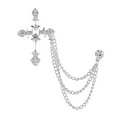 thumbnail image 2 of Brooch Lapel Pin Hanging Chains Collar Brooches Vintage Cross Badge Tie Clips Fashionable Collar Pin Charm for Men Suit Shirts Jacket Coat Style B, 2 of 4