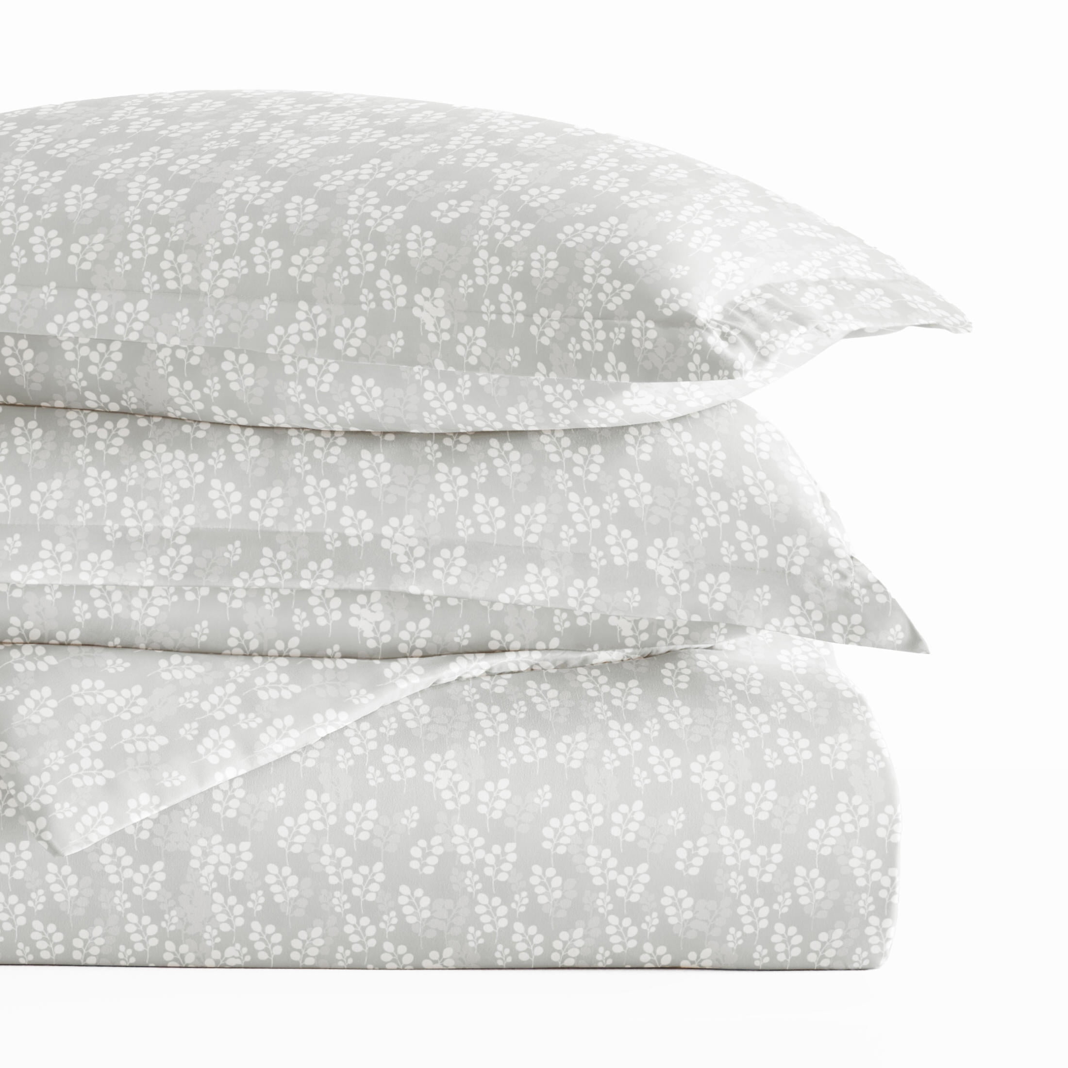 Duvet Cover Set - Ultra Soft & Breathable - Gray Wheatfield Floral for King Size Bedding by Comfort Canopy