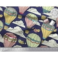 thumbnail image 3 of Soimoi Blue Rayon Crepe Fabric Bird & Air Balloons Holiday Printed Craft Fabric by the Yard 46 Inch Wide, 3 of 3