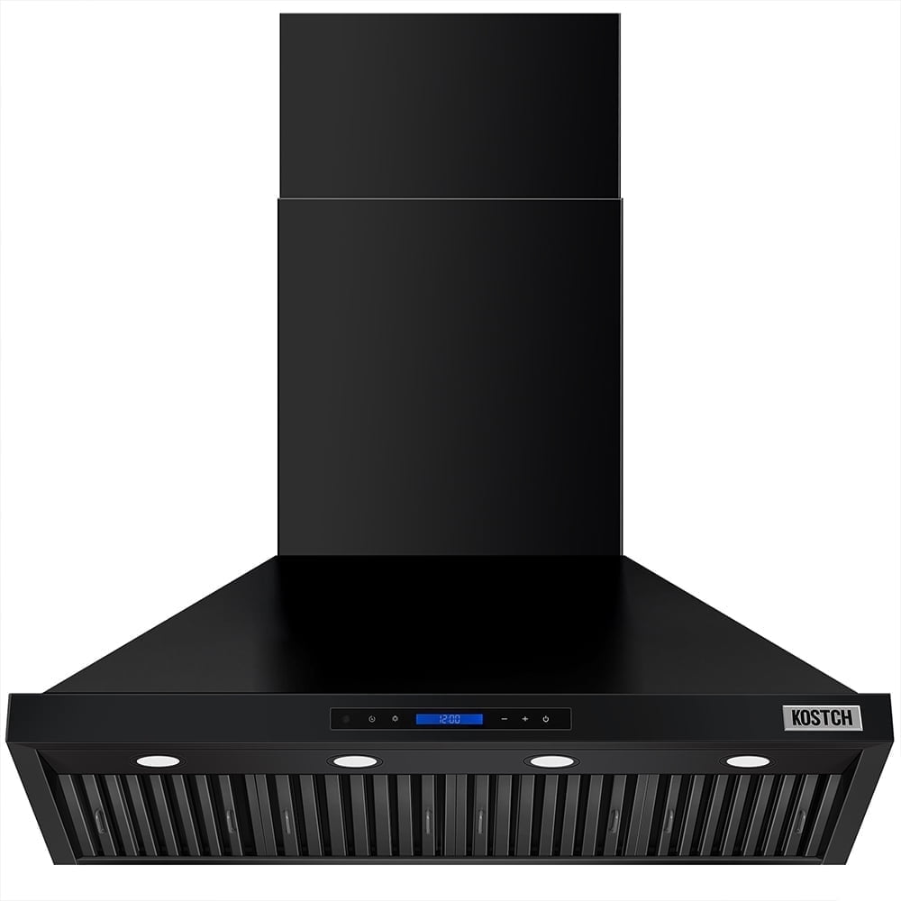 KOSTCH 48 inch Convertible Ducted Wall-Mount Range Hood, 1200 CFM Kitchen Vent Hood with 3 Speed Exhaust Fan & LED Light, Kitchen Range Hood with Touchscreen Control Panel & Remote Control