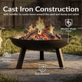 thumbnail image 4 of Union Round Wood-Burning Steel Finish Cast Iron Outdoor Raised Fire Pit Bowl - Black - 30", 4 of 19