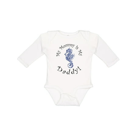 

Inktastic My Mommy is My Daddy - Seahorse Deep Blue Gift Baby Boy or Baby Girl Long Sleeve Bodysuit