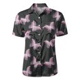 thumbnail image 7 of QASIEATN Women's Retro Shirt Women's Satin Printed Short Sleeved Shirt Vacation Style Shirt, 7 of 7