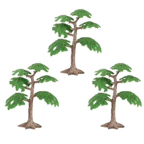 3pcs Simulation Trees Plastic Model Artificial Green Tree Micro Landscape Plant Ornament for Garden Home (Big Pine Tree)