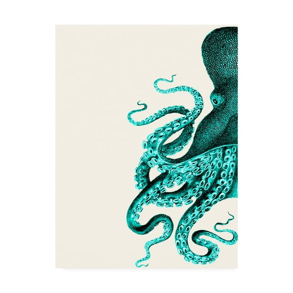 Trademark Fine Art 'Octopus Green And Cream A' Canvas Art by Fab Funky