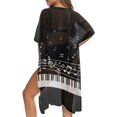 thumbnail image 5 of HELLHERO Polyester Bathing Suit Cover Up for Summer Breathable Free Size Long Kimono Swimsuit Cover Up Piano Keys Musical Notes, 5 of 6