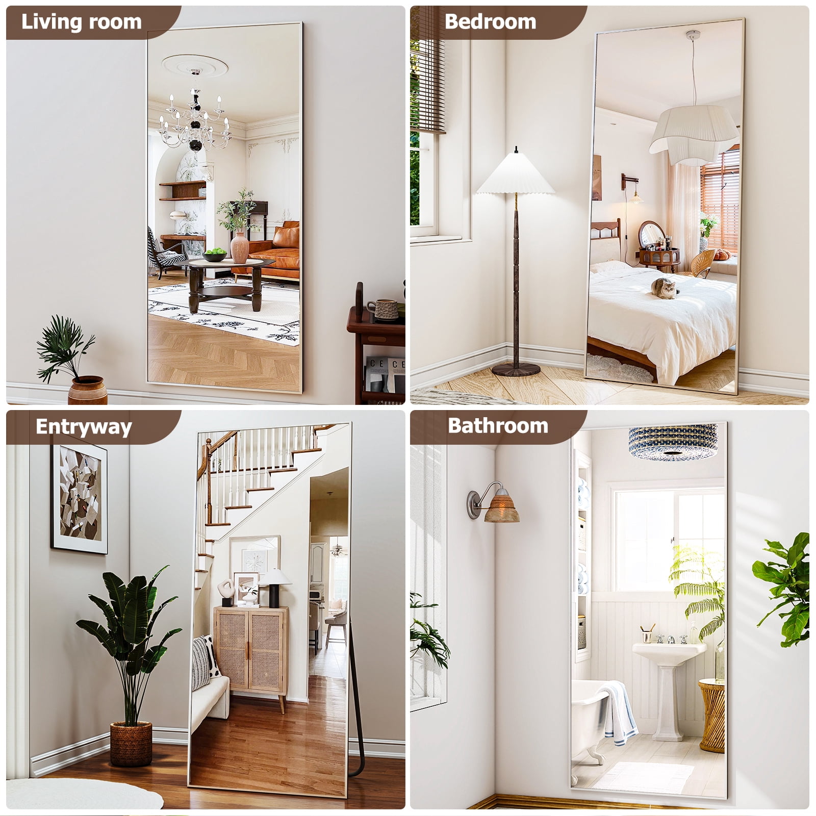Lumora 71"x26.1" Full-Length Mirror, Floor Mirror with Stand, Silver