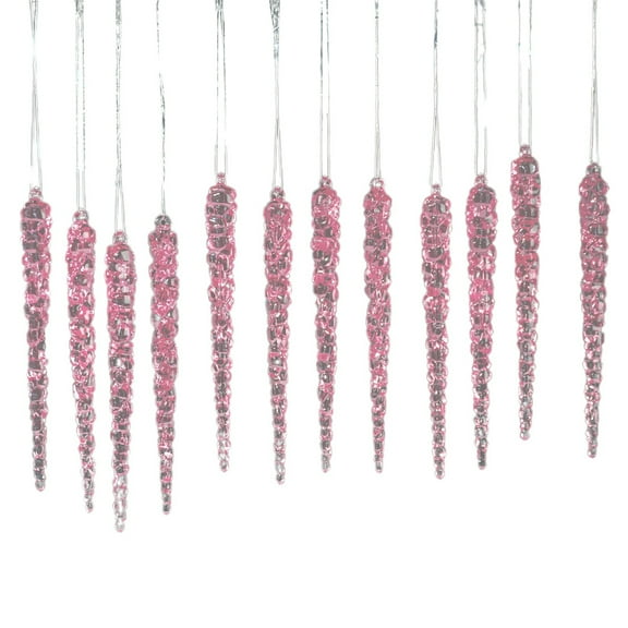 Christmas Tree Ornaments 12 Pack Clear Acrylic Icicle Hanging Decorations 5.12 Inch for Xmas Tree Winter Holiday Party Wedding Home Decoration Supplies, Festive Ice Pendants