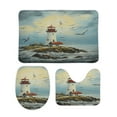 thumbnail image 2 of Lighthouse Coast Scenery 3 Piece Bath Rugs Mat Set, Flannel Mats, Machine Washable Carpets Mat for Bathroom Kitchen, Tub Toilet Contour Mat Lid Cover, 2 of 7
