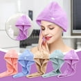 thumbnail image 4 of Home Savings! Anckoeil Coral Velvet Thickening Soft Absorbent Shower Cap Dry Hair Towel Hat Wrapped Towel Bathing Cap Beauty Salon Gift Pure Colour, 4 of 4