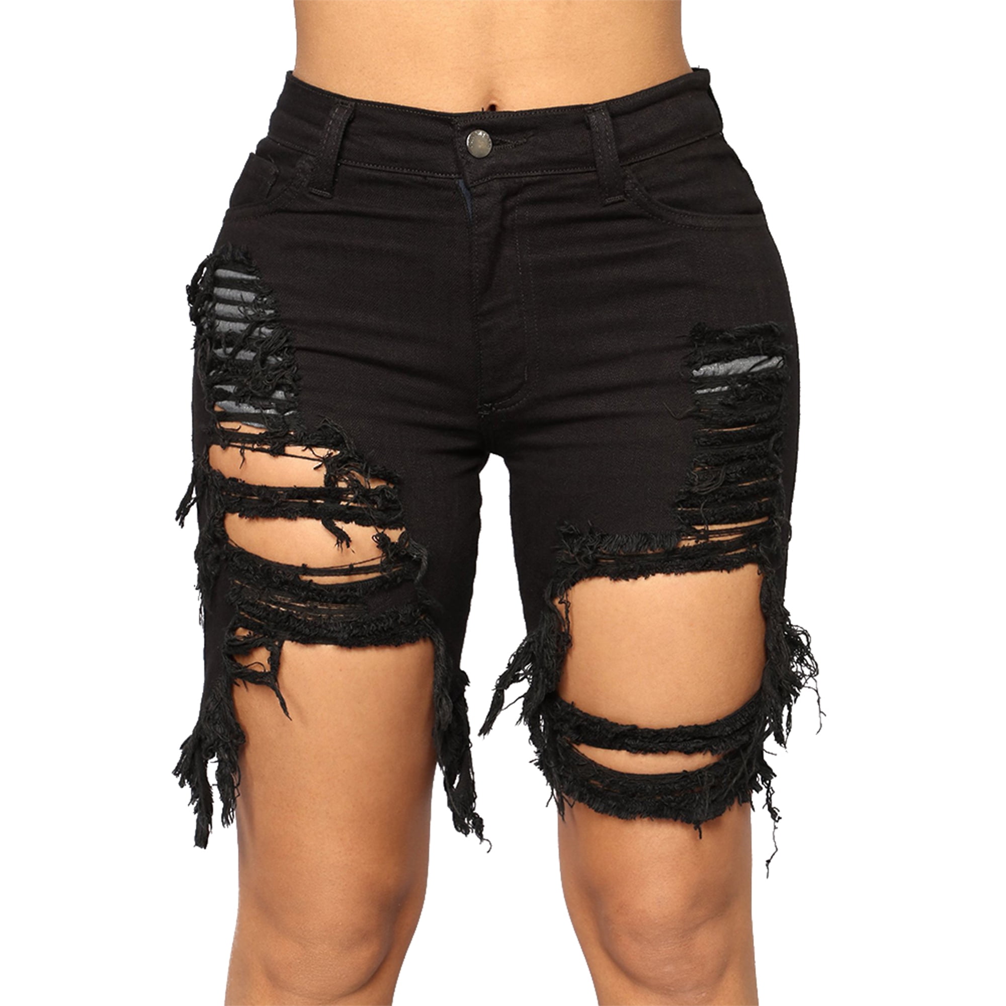 Black ripped shorts womens deals