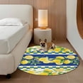 thumbnail image 2 of Watercolor Lemon Botanical Round Area Rug 3Ft Washable Small Circle Rugs for Kitchen Entryway, Summer Navy Blue Yellow Plaid Non-Slip Carpet Floor Mats Indoor Outdoor Carpet Runner Home Decor, 2 of 8