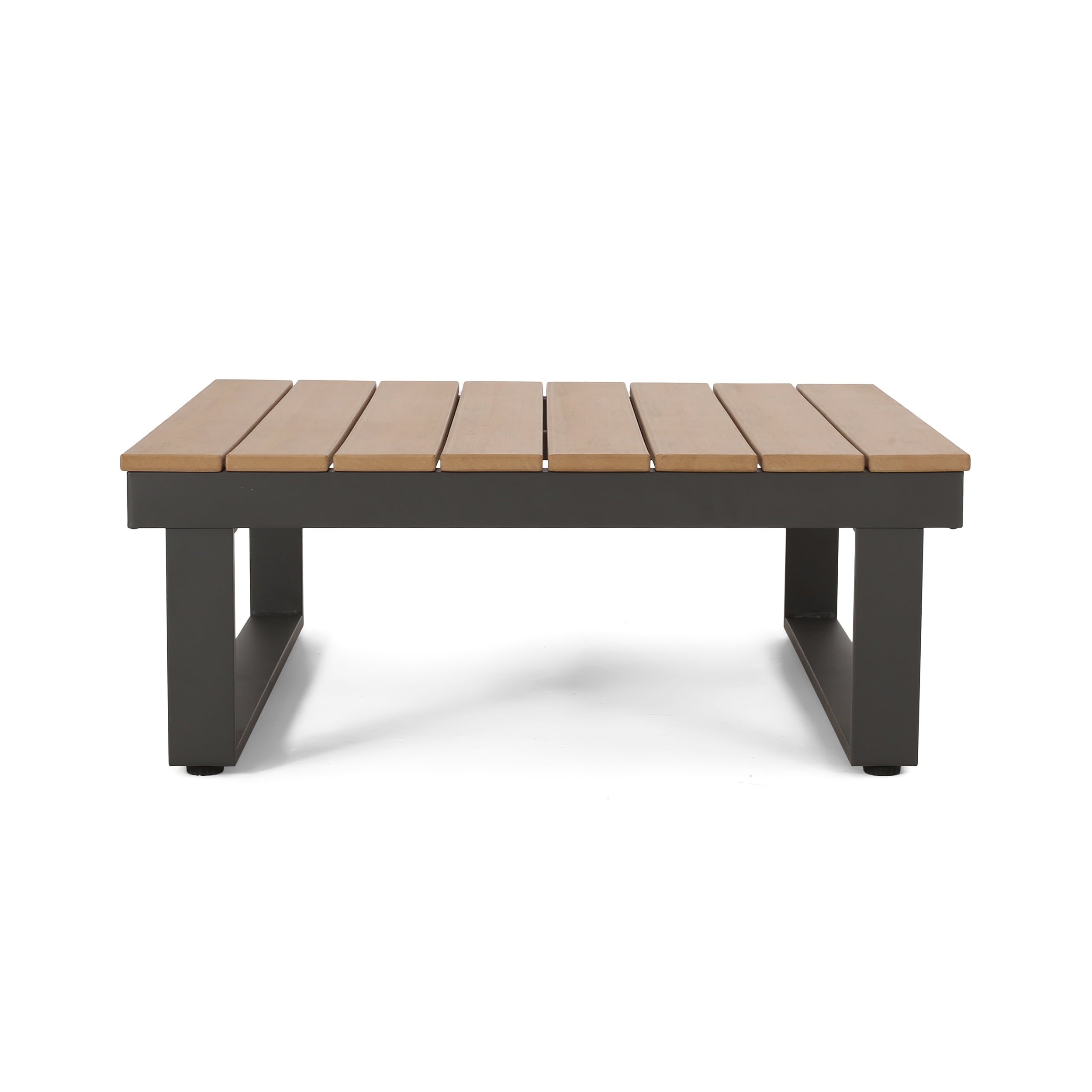 Outdoor Corner Seat and Coffee Table Combination Set, Aluminum Frame Leisure Furniture for Patio Garden, Dark Gray