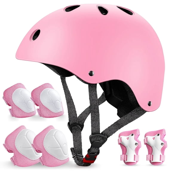 Rirool Kids Bike Helmet & Protective Gear Set - Ages 3-8 Boys Girls - Skateboard Cycling Scooter Rollerblading - Pink