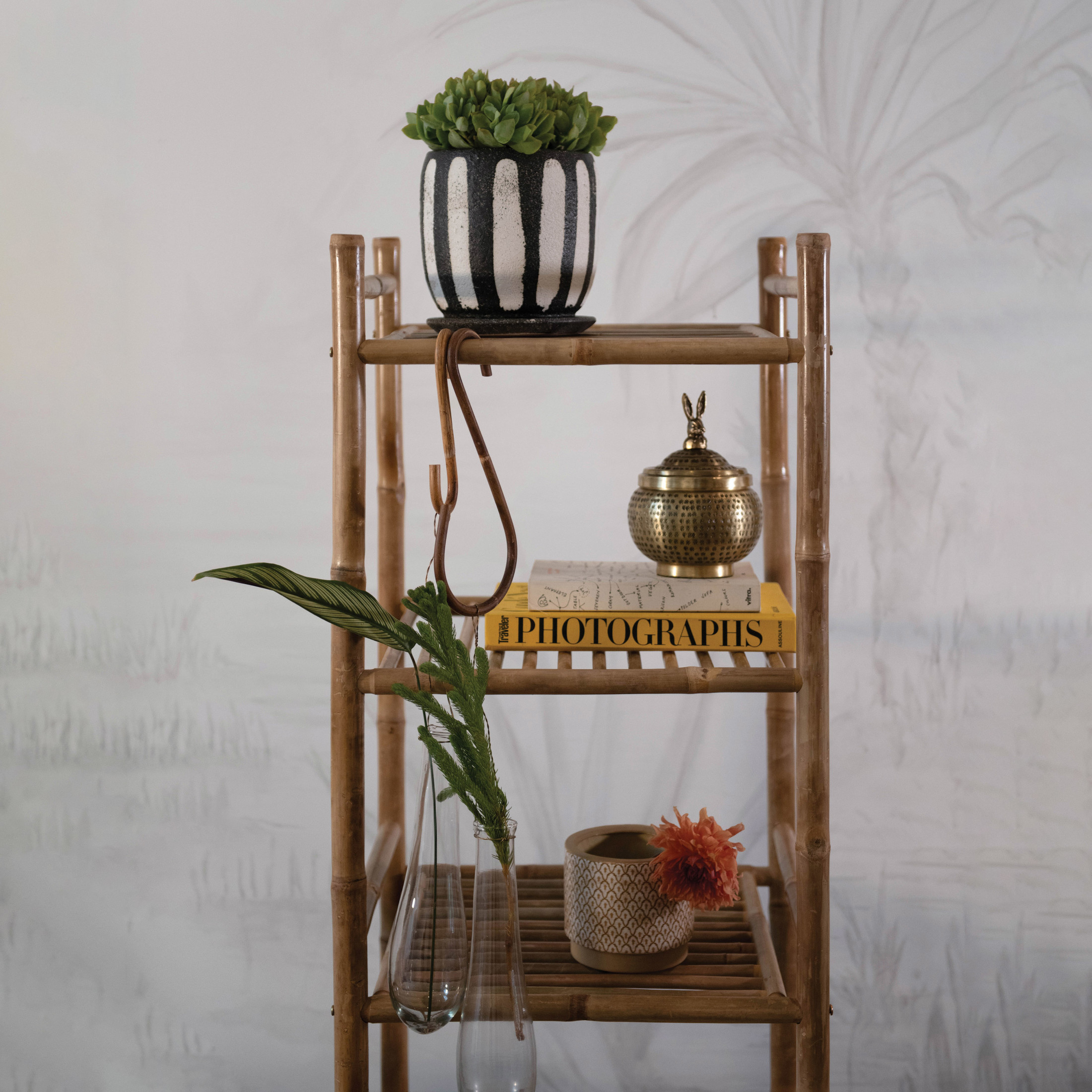 Creative Co-Op Hand-Painted Terra-cotta Planter with Saucer, Black & White (Holds 6" Pot)