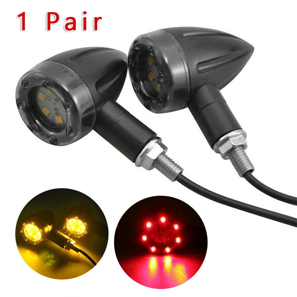 2pcs Motorcycle LED Brake Lamp Running Turn Signal Tail Light For Bobber Cafe