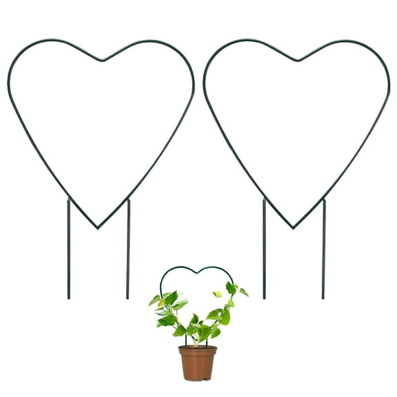 2 Pack Small Trellis for Potted Plants Climbing, 12.5" Outdoor Indoor Plant Trellis, Stackable Garden Plant Climber Support, Metal Houseplant Trellis Stakes for Vine Ivy Flowerpot (Heart)