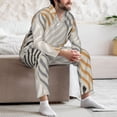 thumbnail image 7 of Sikiie Geometric Mens Pajama Set, Soft Warm Long Sleeve Sleepwear, Cozy Button-Down Pjs for Men-Large, 7 of 7
