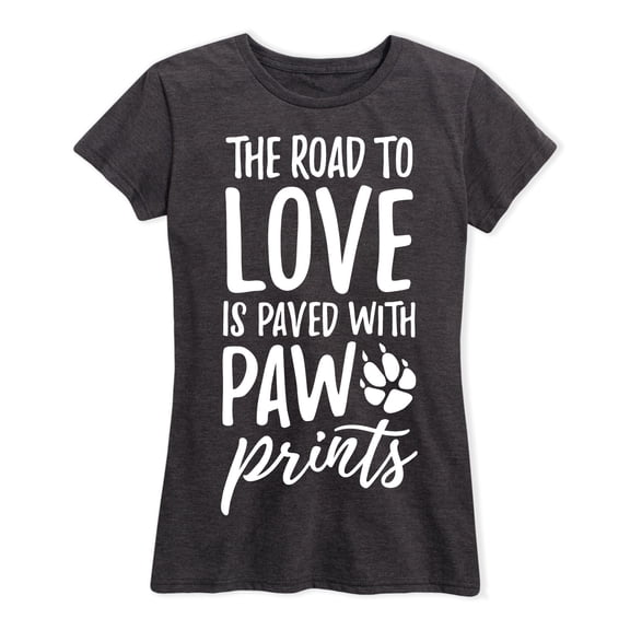 Instant Message - The Road To Love Paw Prints - Women's Short Sleeve Graphic T-Shirt