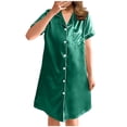 thumbnail image 2 of Npasoilc Nightshirts For Women Button Down Sleepshirt Silk Short Sleeve Nightgown Satin Pajama Dress Boyfriend Notch Collar Sleepwear, 2 of 5