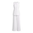 thumbnail image 6 of Sleeveless Crew Neck Vest and Wide Leg Pants Two Piece Outfit Women Summer Solid Color Business Casual Work White S, 6 of 6