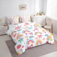 thumbnail image 3 of Homewish Cute Cartoon Rainbow 7 Pieces Bedding Comforter Set,Colorful Bowtie Bowknot Full Bedding Set,Clouds Loves Pattern Fitted Sheet Flat Sheet For Girls Teens,Luxury Bedroom Decor Reversible, 3 of 8