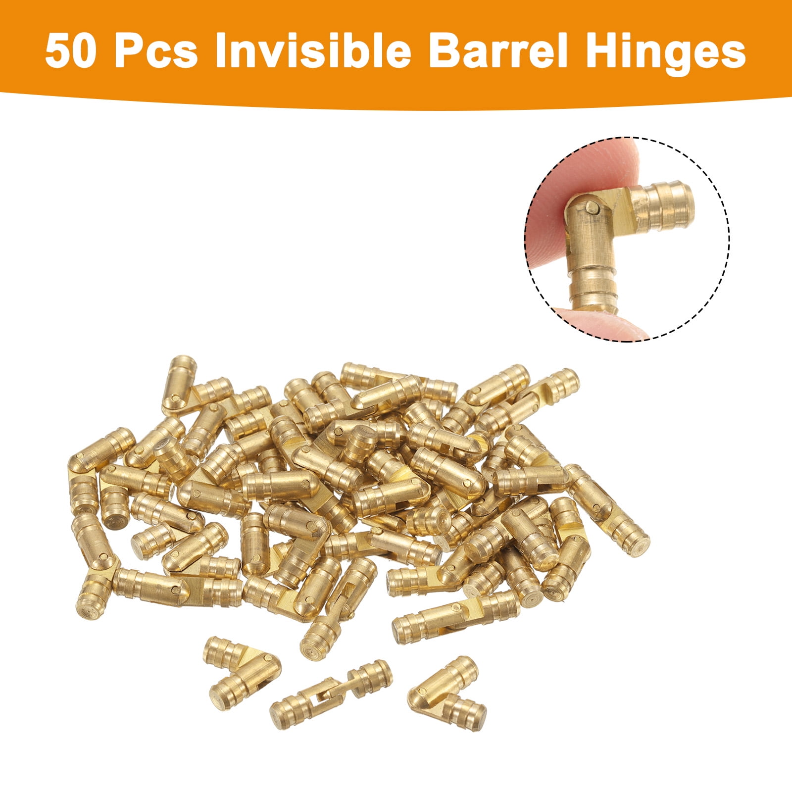 Unique Bargains Invisible Barrel Hinges Brass Concealed Hidden Barrel Hinge 4x17mm Gold