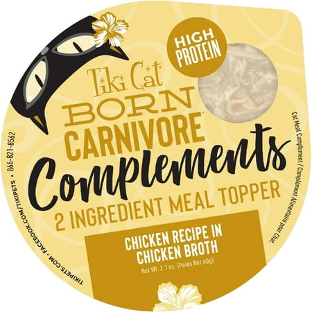 UPC: 0693804480514 | Tiki Cat Born Carnivore Complements  Chicken  Wet  High-Protein & High-Moisture Cat Food Topper  2.1 oz. Cups (Pack of 8)