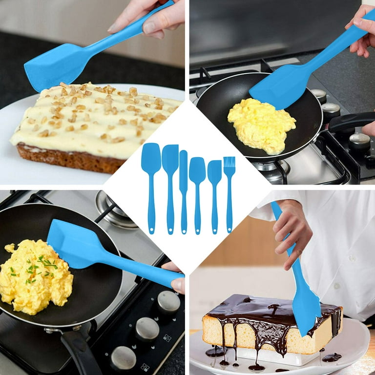 Yesbay Cooking Spatula Non-deformable Anti-Slip Silent Stir-Fry Heat Resistance Silicone Extended Wooden Handle Frying Spatula for Kitchen, Size: 32